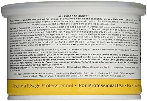 GiGi All Purpose Honee Hair Wax Remover – Microwave Wax for Hair Removal, Perfect for Face, Body & Legs, 14 oz, 4 Pack