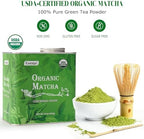 Eastign Ceremonial Matcha Powder Bulk Size (1lb/454g),Organic Ceremonial Grade Matcha,USDA Organic Matcha Tea Powder Latte,Perfect for Starbucks Latte, Shake, Smoothies & Baking& Gifts | Holiday Ready Tin