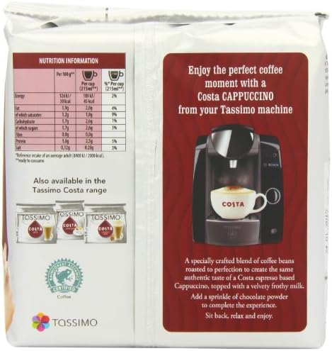 Tassimo Costa Cappuccino 16 T Discs, (Large Cup Size) 8 Servings