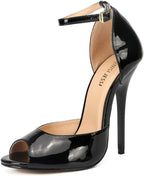 MAIERNISI JESSI Unisex Men's Women's Peep Toe Stiletto Heels, Ankle Strap Sandals, D'Orsay Style, 5.1-Inch Heel