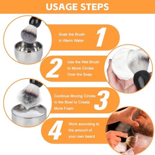 2-in-1 Stainless Steel Shave Bowl & Stand Set Adjustable Razor Brush Holder Grooming Cup for Men's Beard Care and Cleaning