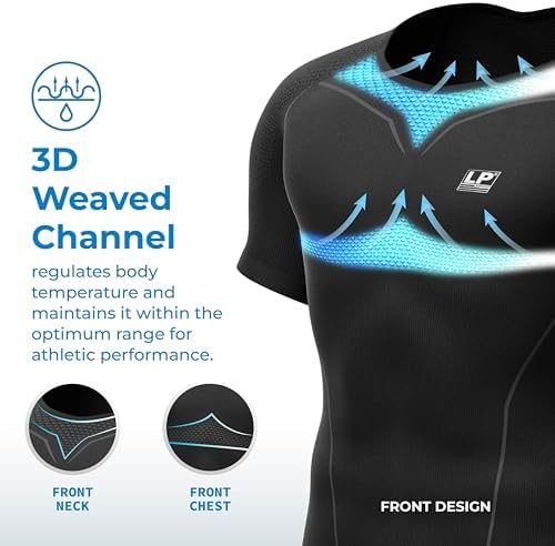 LP SUPPORT ARM2301Z Men's Short Sleeve Compression Shirt for Gym, Workout - Ultimate Comfort & Support Shapewear (S - XL)