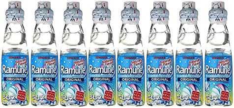Sangaria Japanese Soft Drink Ramune, Original Flavor, Pack of 8 (Total 54.08 Fl Oz)