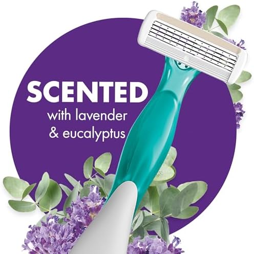 BIC Soleil 4 Escape Women's Disposable 4-Blade Razors, Lavender & Eucalyptus Scented Handles for a Smooth, Comforting Shave, 4-Pack