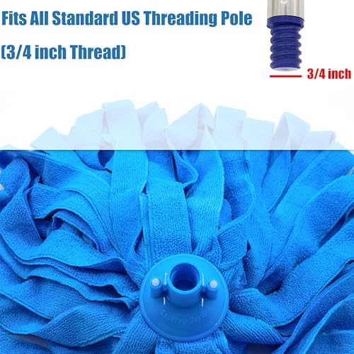 EaseYourDay Microfiber Cloth String Mop Head Refill, Loop End Screw On Mop Head Compatible with All Standard US Threading Pole (Acme 3/4 inch Thread) – (3)