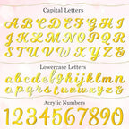 64 Pcs Acrylic Number Alphabet Cake Topper DIY Personalized Name Cupcake Toppers with A-Z Letter 0-9 Number Happy Birthday Set Suitable for Wedding, Birthday, Party Decoration (Gold)