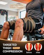 Copper-Infused Thigh Compression Sleeves 1 Pair [Upgrade Medical-Grade & Anti-Slip] Hamstring Compression Sleeves for Workouts, Sports Recovery and Quad & Groin Support, Breathable Upper Leg Sleeve for Women & Men - XL