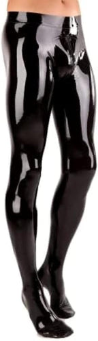 Latex Leggings Men Skinny Trousers 3D Cut Crotch Zip,Clear,XS