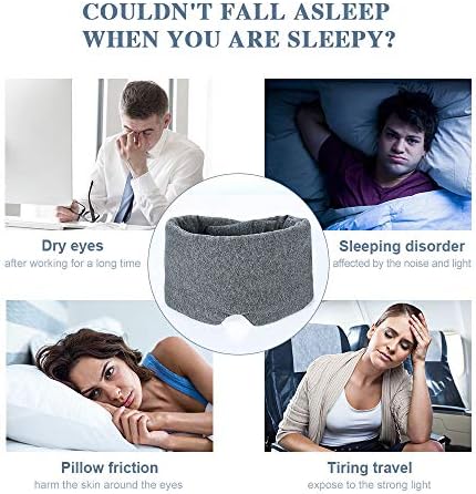 FRESHME Cotton Sleep Eye Mask for Women Men - 100% Blocking Light Travel Blindfold, Soft Zero Pressure Grey Eyes Cover with Adjustable Velcro Strap for Side Sleeper Night Sleeping, Work Nap and Yoga