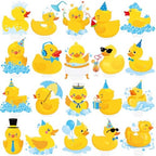 CANDY CHEF 48pcs Yellow Rubber Duck Cupcake Toppers - Duck Birthday Party Decorations - Baby Shower Supplies