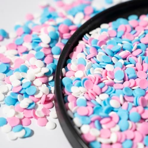 NIPEOR Christmas Rainbow Sprinkles Blue Pink White Confetti Sprinkles 3.53oz/100gEdible Sprinkle Topping Confetti Sprinkles, Round Cupcake Sprinkles for Cake Decorating, Candy Sprinkles and Ice Cream Toppings (Rainbow Confetti Blue Pink)