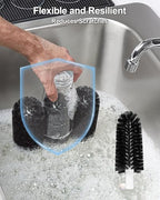 BRS-1722 Glass Washer Replacement Brush Set Part Fit for Barmaid Glass Washers Replace SS-100 SS-101 A-200 A-205, Including 4 pcs 6-inch Brushes and 1 pc 7-inch Brush