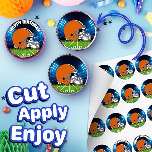30 x Edible Cupcake Toppers – Cleveland Brown Themed Collection of Edible Cake Decorations | Uncut Edible on Wafer Sheet