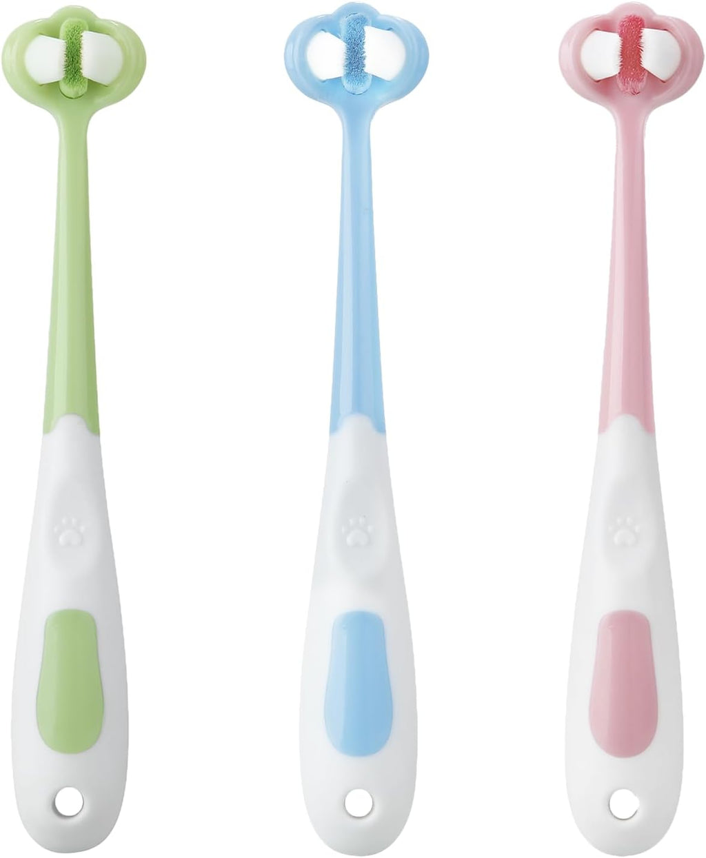 PandaEar 3 Pack Baby Toothbrush, Three-Sided Baby Training Toothbrush for Ages 1-4 Years, Infant Training Brush, Easy-Grip Handle