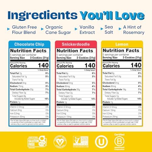Gluten Free Partake Soft Baked Cookies Variety Pack (Chocolate Chip, Snickerdoodle, Lemon) - Vegan - Free From the Top 9 Allergens Including Dairy, Wheat, Soy, Eggs, & Peanuts - Non GMO - Safe School & Office Snack (3 Pack, 5.5oz Boxes)