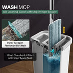JOYMOOP Mop and Bucket with Wringer Set, Hands Free Flat Floor Mop and Bucket, 60" Mop with 3 Reusable Microfiber Pads, Wet and Dry Use, Floor Cleaning System