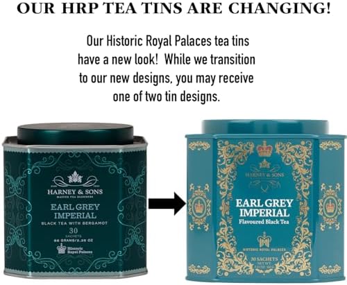 Harney & Sons HRP Earl Grey Tea, 30 Sachets, HRP Earl Grey Imperial (Tin Design May Vary)