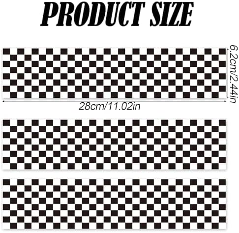 3pcs Edible Cake Borders, 28x6.2cm/11x2.44 Inch Black and White Checkered Birthday Cake Wrap Border Strips Pre-Cut Rice Image Paper Cakes Toppers Decorations for Racing Car Theme Birthday Party