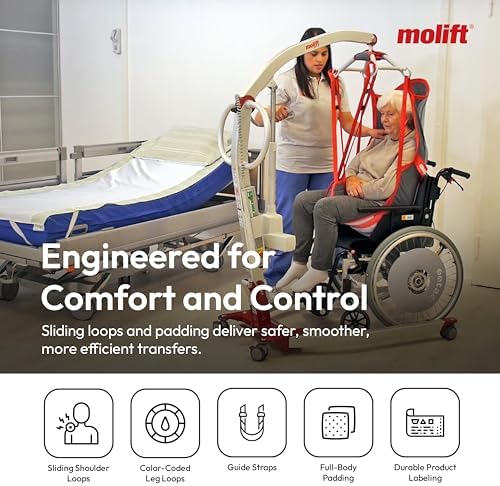 Molift RgoSling HighBack Padded – Patient Lift Sling (Large), Full Body Support w/Headrest – Compatible with Smart 150 Electric Patient Lift – Sliding Loop System for Balanced Weight Distribution