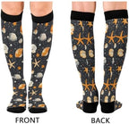 Seashell Starfish on Black Compression Socks for Women Men Knee High Socks for Running Athletic Nurse Cycling Sports