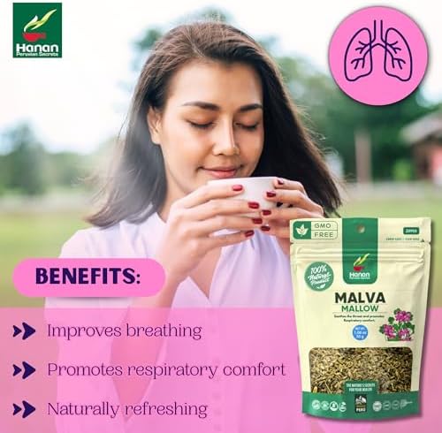 Hanan Mallow Tea Loose Leaf - Te de Malva 30g Herbal Tea Dried Malva Sylvestris Plant Leaves from Peru 1.1oz