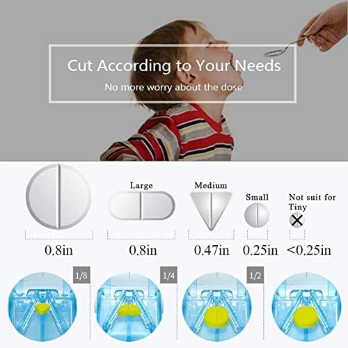 JohnBee Pill Cutter | Best Pill Cutter for Small or Large Pills | Designed in The USA| Cuts Vitamins | Includes Keychain Pill Holder (Blue)