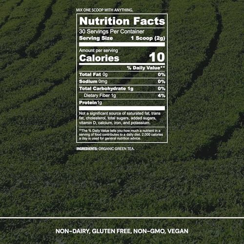 Blueprint Bryan Johnson Matcha Powder – Ceremonial Grade Japanese Matcha – Green Tea for Energy & Focus – Natural Caffeine, Antioxidant-Rich – 30mg L-Theanine- 30 Servings
