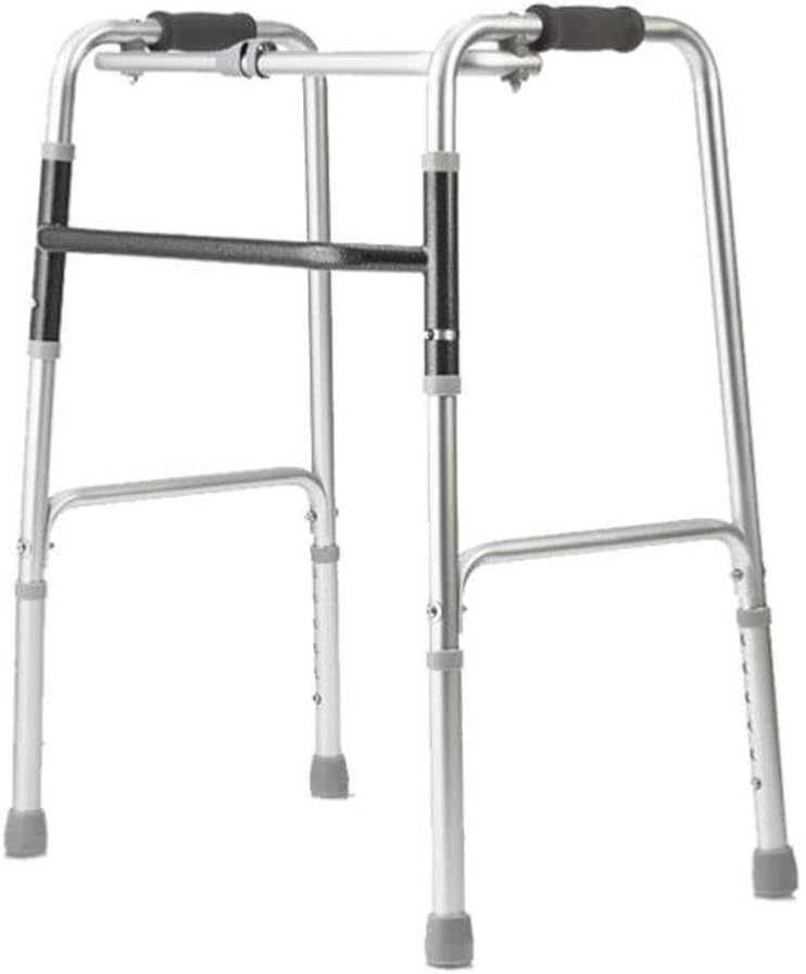 Walking Frame,Folding Lightweight Aluminium Walking Aid Adjustable Height Elderly Handicapped Walking Stick Seniors Sharing