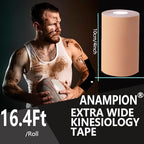 2 Rolls Extra Wide Kinesiology Tape 4in×16.4ft Original Cotton Waterproof Athletic Tape Free Cut Tape for Ankle Wrists Knees Elastic Swimming Sports Activities Tapes (Flesh)