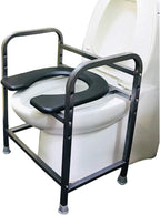 Extra Wide Commode Toilet Chair Lightweight Pregnant Bath Stool & Shower Chair Portable Toilet with Safety Steel Frame Height Adjustable for Elderly