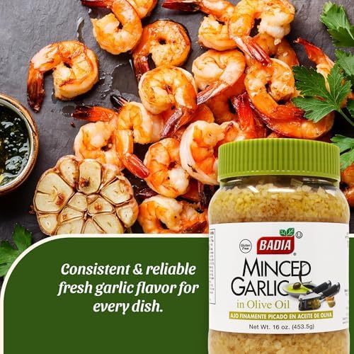 Badia Minced Garlic in Olive Oil, 16 oz – Fresh Minced Garlic, Bold Flavor for All Purpose Cooking, Gluten Free