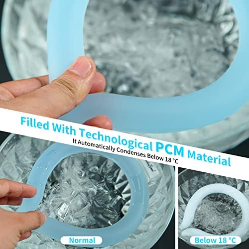 2PCS Neck Cooling Tube, with Insulated Bag, Wearable Ice Coolers Ring Keep Body Cool in Heat/Hot Weather,Reusable Neck Frozen Wraps for Summer in/Outdoor Sports.(Blue+White)