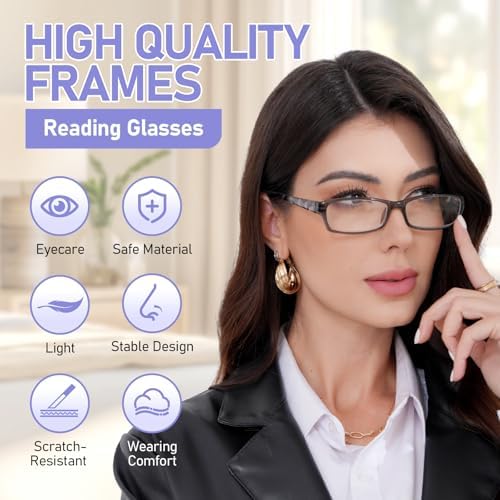 Kerecsen Reading Glasses 5 Pairs Fashion Ladies Readers Spring Hinge with Pattern Print Eyeglasses for Women (Multicolor, 1.25, x)