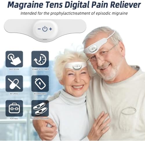 Electric Headache Migraine Relief Head Massager Rechargeable TENS Units Digital Pain Relieve Device Head Cap Prophylactic Treatment for Migraine Headband for Deep Relaxation and Stress Relief