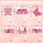 24 Pcs Rose Pink Glitter Breast Cancer Awareness Cupcake Toppers for Fight Hope Breast Cancer Party Cake Decorations, Awareness Month and Survivor Party Supplies