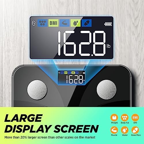 Scale for Body Weight and Fat Percentage, RunSTAR Digital Accurate Bathroom Smart Scale with Large Display, FSA&HSA Eligible 13 Body Composition Analyzer Sync App
