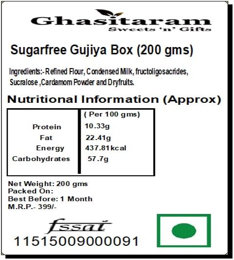 Ghasitaram Gifts Sugar-free Gujiya Box (200 g)