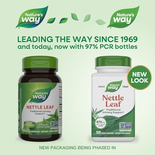 Nature's Way Nettle Leaf, Traditional Urinary Support*, 870 mg per 2-Capsule Serving, Non-GMO Project Verified, Vegan, 100 Capsules