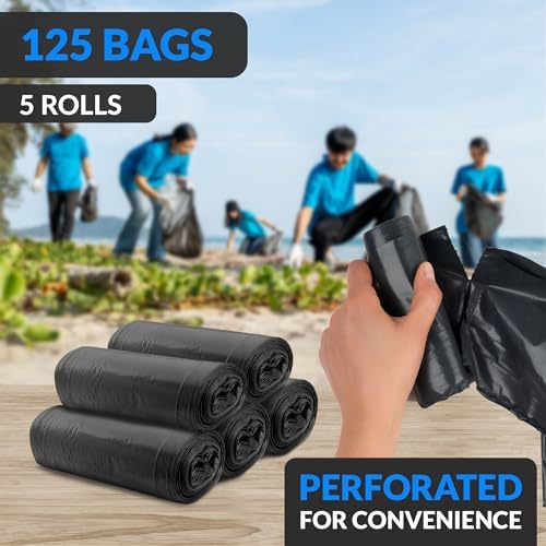Reli. 40 to 45 Gallon Trash Bags Heavy Duty | 125 Trash Bags with Ties | Super Sizeable, Black, Serious Garbage Cleanup
