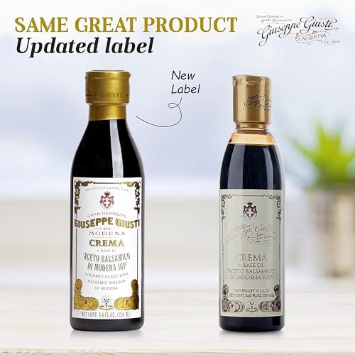 Giusti Balsamic Glaze Based on Thick Balsamic Vinegar of Modena – Italian Gourmet La Crema Reduction, Smooth & Velvety Drizzle for Meat, Cheese, Salads & Desserts - 8.45 fl oz (250 ml) - Pack of 2