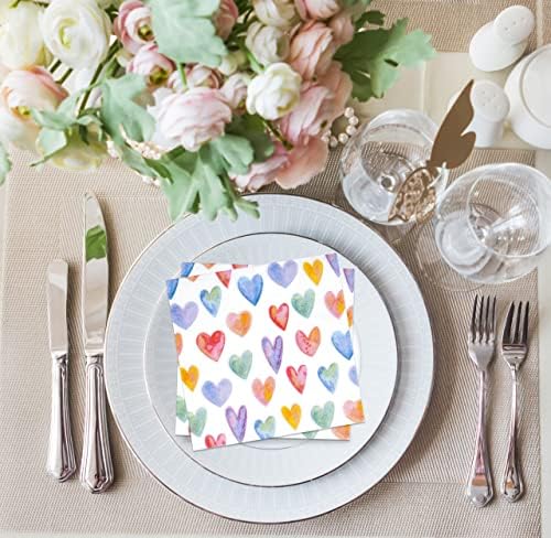 Gift Boutique Valentine’s Day Heart Beverage Napkins, 100 Count 3-Ply Cocktail Napkins with Colorful Heart Design