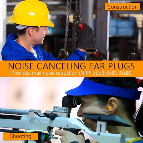 Quality Foam Ear Plugs 10 Pair - 32dB Soft Foam Earplugs for Sleeping Noise Cancelling Disposable - Individually Wrapped High Decibel Ear Plugs for Noise Reduction Construction Work Shooting Music