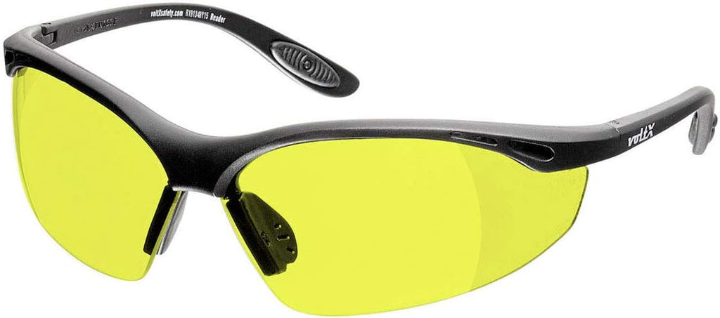 voltX 'Constructor' SAFETY READERS Full Lens Reading Safety Glasses (+2.0 Dioptre, Yellow) ANSI Z87.1+ & CE EN166F, Wraparound Style - Includes Safety Cord with headstop - UV400 anti fog coated lens