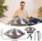 Handpan 19 inch D Minor Kurd Handpans 10 Notes Handpan Drum Instrument for Beginner Performance, 432HZ Sound Hand pan Drums for Adults