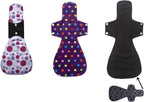 MUMBABY 3 pcs 16inch (41cm) Ultra-deep Sleep Overnight Charcoal Bamboo Mama Cloth/Menstrual Pads/Reusable Sanitary Pads (Mix01)