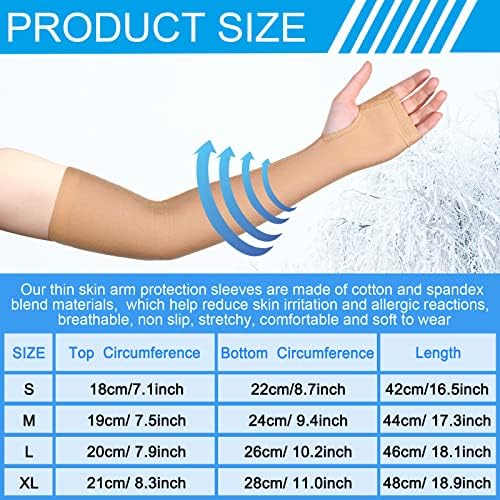 Coume 2 Pairs Elderly Skin Protection Sleeves Arm Protector for Thin Skin Bruising for Men Women(Elegant Style,Small)