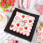 JarThenaAMCS 50Pcs Strawberry Paper Napkins Summer Fruit Disposable Napkins Pink Bow Scalloped Edge Paper Luncheon Dinner Napkins for Baby Shower Berry First Birthday Party Decor