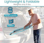 Vive Folding Walker for Seniors - Sturdy Steel Foldable Frame for Adults - Standard Walker with 5” Front Wheels and 2 Rear Ski Glides - Supports up to 300lbs, Adjustable Height