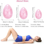 3 in 1 Set Yo-ni Massage Eggs Stone, Genuine Natural Jade Massage Ball Stone for Women Body Massage Muscle Training, Crystal Massage Stones Relax Exercise (Pink (Rose Quartz))