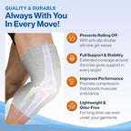 Bamboo Knee Sleeve for Knee Pain - One Pair Compression Bamboo Knee Sleeves for Women Knee Pain Knee Sleeves Plus Size (Gray, X-Large)